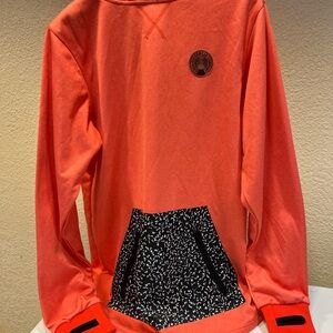 SAGA OUTERWEAR Orange Hoodie with Black and White Pocket. Size L
